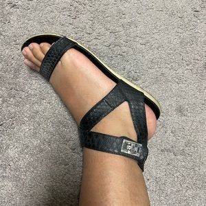 Crocodile cross strapped sandals